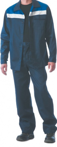 Костюм "Стандарт": куртка, брюки (тёмно-синий с васильковым и СОП) тк. Смесовая