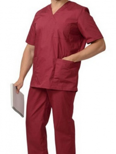 Костюм хирурга универсальный: блуза, брюки (бордо) ткань Смесовая