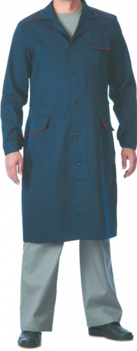 Халат "Техник" (тёмно-синий с красным кантом) мужской ткань Смесовая