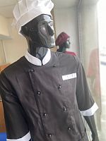 Костюм Шеф-повара-2 мужской: китель, брюки (чёрный с белым) ткань Смесовая 190 г/м2