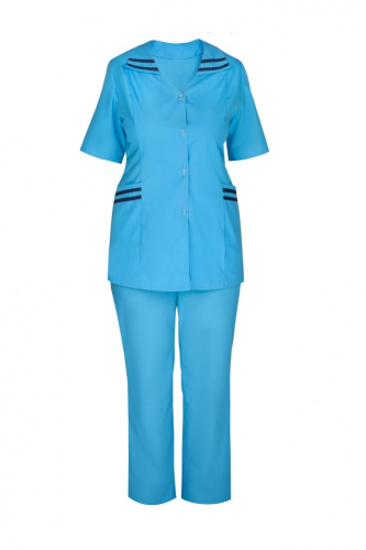 Костюм "Женева" куртка, брюки (светло-голубой с тёмно-синим) тк.смесовая  80-84/158-164