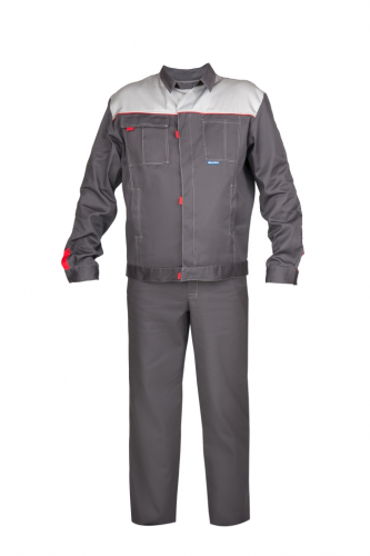 Костюм "Фаворит": куртка, брюки (тёмно-серый с серым), тк. смесовая 104-108/158-164