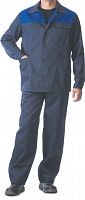Костюм "Стандарт": куртка, брюки (тёмно-синий с васильковым) тк. смесовая 112-116/170-176