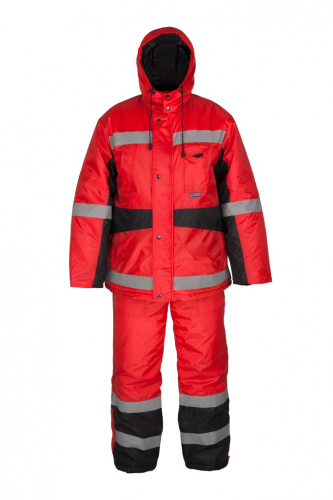 Костюм "Метеор": куртка, полукомб, утепленный (красный с чёрным и СОП), ткань Оксфорд фото 2