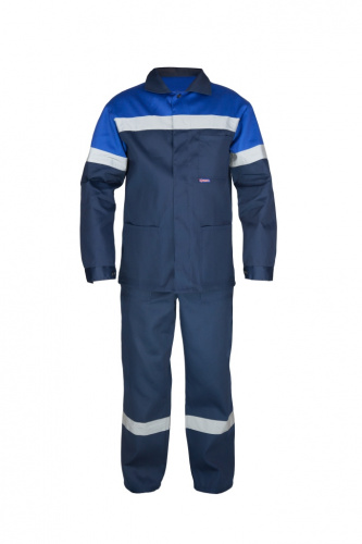 Костюм "Сургут": куртка, брюки (тёмно-синий с васильковым и СОП), ткань Смесовая
